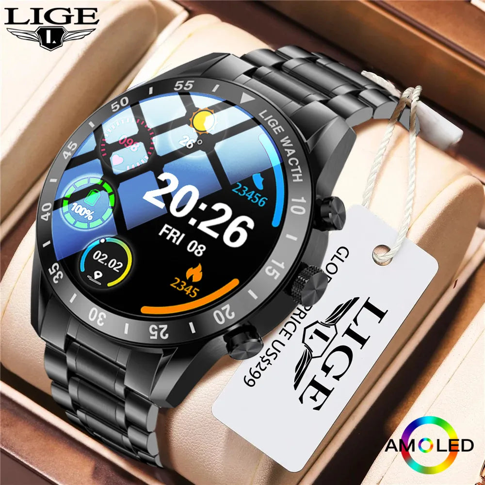 2022 LIGE New Bluetooth Call Smart Watch Men Full Touch waterproof Sports Fitness Watch Luxury Smart Watches For Men IOS Android