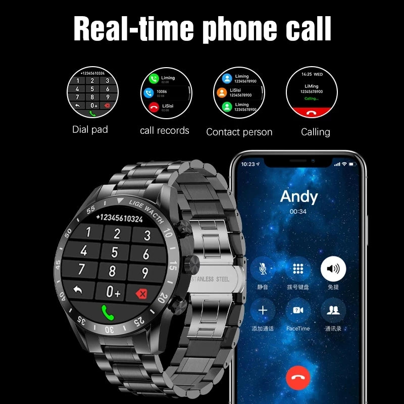 2022 LIGE New Bluetooth Call Smart Watch Men Full Touch waterproof Sports Fitness Watch Luxury Smart Watches For Men IOS Android