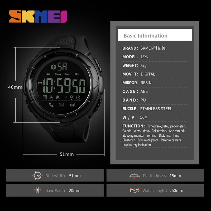 Fashion Sport 2019 New Smart  Men Watch Waterproof Pedometer Smartwatches Calorie Bluetooth Watch reloj hombre zk30 SKMEI