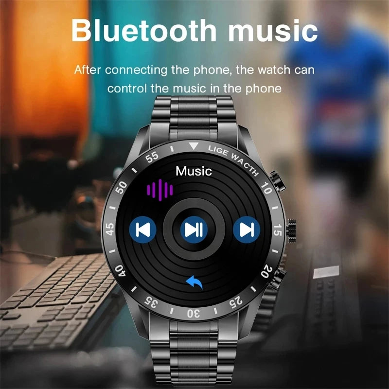 2022 LIGE New Bluetooth Call Smart Watch Men Full Touch waterproof Sports Fitness Watch Luxury Smart Watches For Men IOS Android