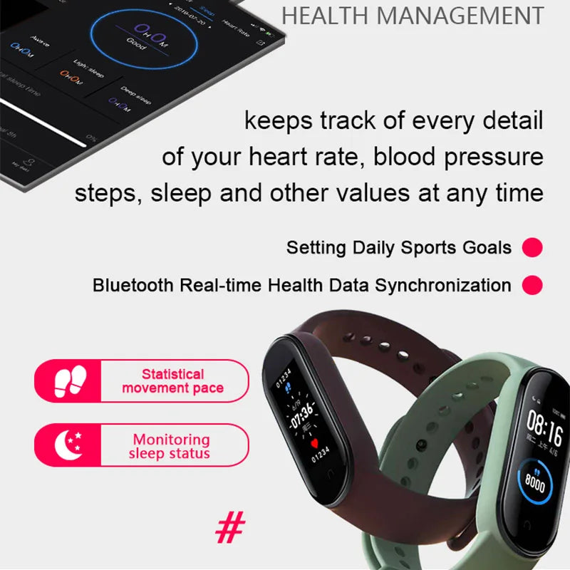 M5 Smart Watch Men Women Smartwatch Blood Pressure Heart Rate Monitor Sport Fitness Tracker Bracelet Smart Watches for Xiaomi