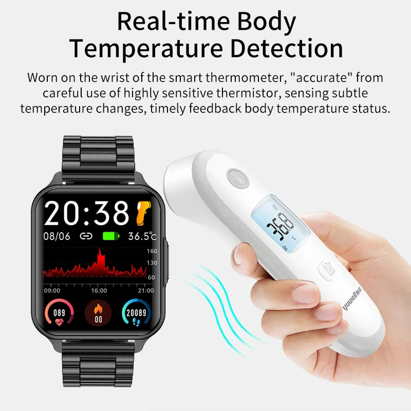 LIGE Smartwatch Body Temperature Monitoring IP68 Waterproof Watch Heart Rate Dial Wallpaper Sports Fitness Tracker Smart Watches