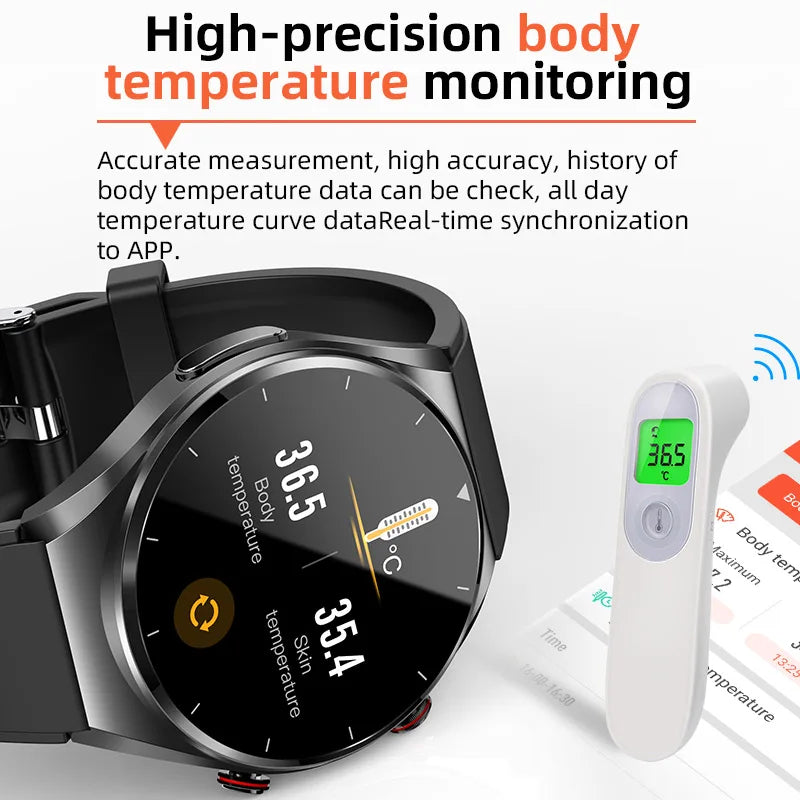 512HZ ECG Rate Smart Watches Sleep Apnea Snoring Monitor HRV Lorentz Scatter Diagram Infrared Bloodoxygen Measurement Smartwatch