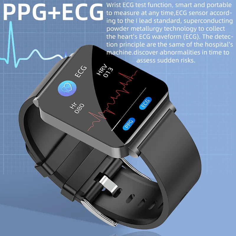 New Blood Glucose Meter Smart Watch Men ECG Heart Rate Blood Pressure Temperature Health Tracker Smart Watches For Huawei Xiaomi