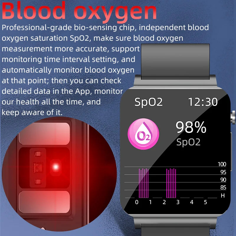 New Blood Glucose Meter Smart Watch Men ECG Heart Rate Blood Pressure Temperature Health Tracker Smart Watches For Huawei Xiaomi