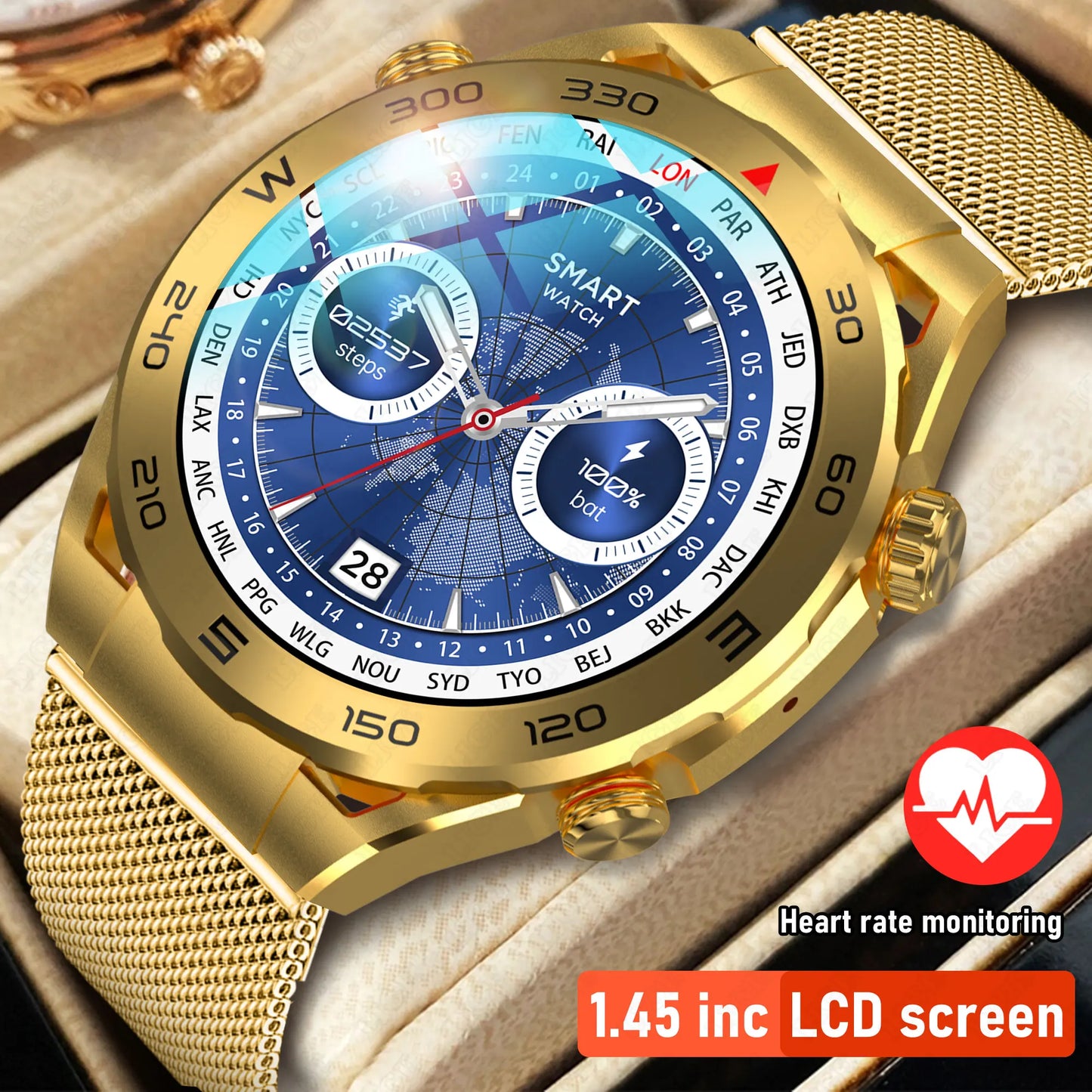 LIGE Smartwatch 2023 Smart Watches for Men Women Luxury Watch Bluetooth Call Fitness Watch Full Touch HD Color Screen, Golden