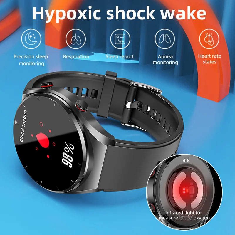 512HZ ECG Rate Smart Watches Sleep Apnea Snoring Monitor HRV Lorentz Scatter Diagram Infrared Bloodoxygen Measurement Smartwatch