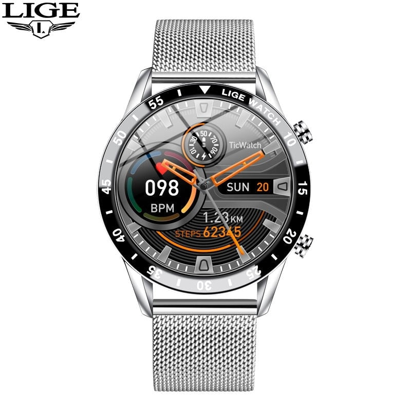 LIGE 2023 Smart Watch Men Full Circle Touch Screen Bluetooth Call Men Smartwatch Waterproof Sport Activity Fitness Watch+Box