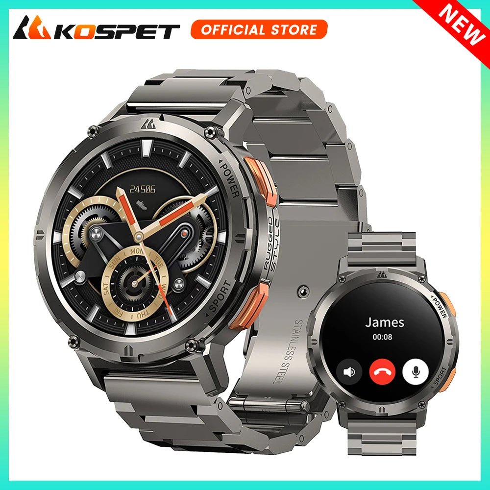 2024 NEW KOSPET TANK T2 Ultra Smartwatches For Men Watches AMOLED AOD Smartwatch Bluetooth Call Electronic Men's Smart Watch